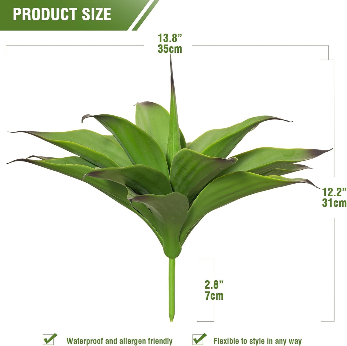 2 pack Artificial Agave Plants Resistant Succulents UV