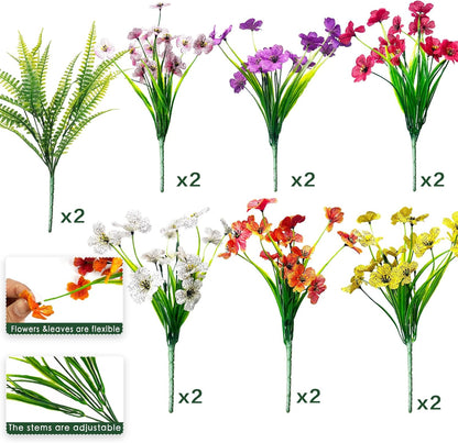 14 Pcs UV Resistant Silk Stems Outdoor Porch