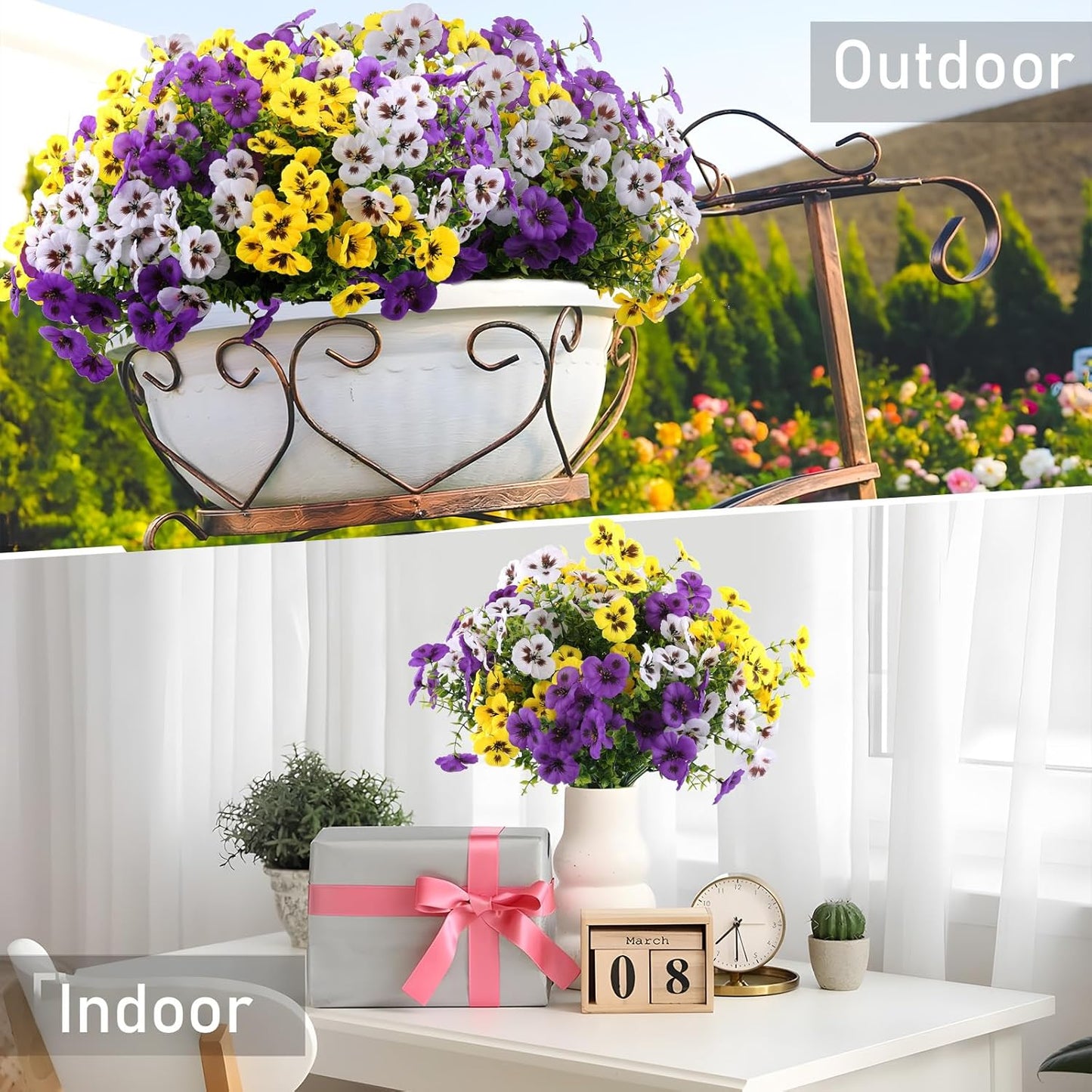 12 pcs Artificial Pansy Flowers Home Kitchen Decor