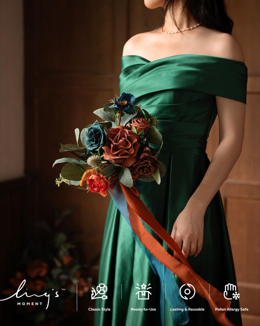 Teal Burnt Orange Silk Foam Wedding Centerpiece Box
