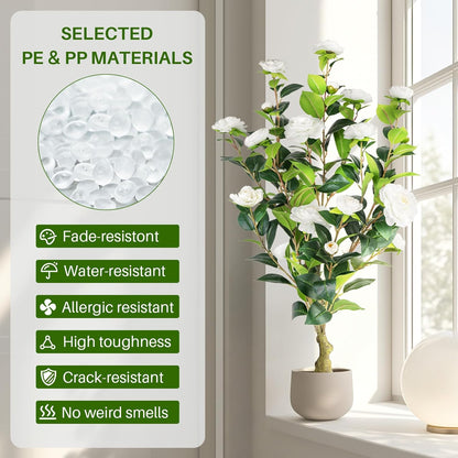 2 pack 3 ft Artificial Camellia Trees Pot