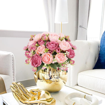 Artificial Peonies Silk Flowers Pink Peony Bouquet Decor