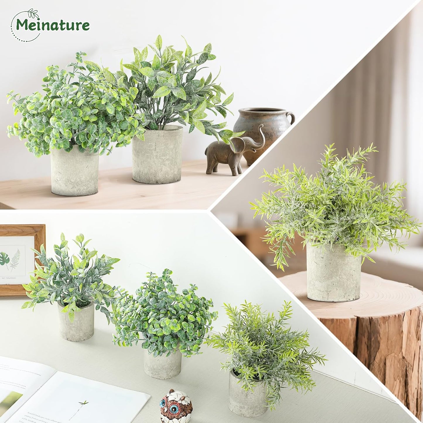 3 pack Artificial Potted Plants Life Like Frosted