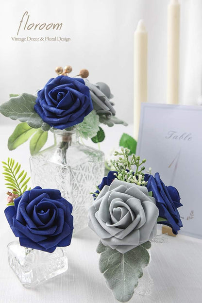 50 Pcs Floroom Foam Roses Silver Grey Wedding