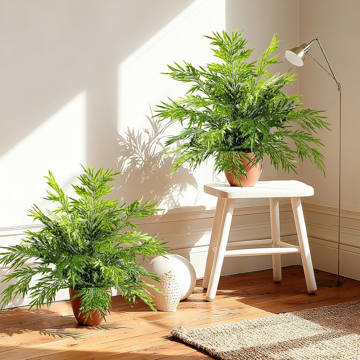 2 pack Artificial Boston Fern Plants Pots Greenery