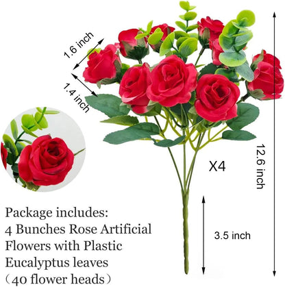 10 piece Artificial Roses Eucalyptus Leaves Silk Home