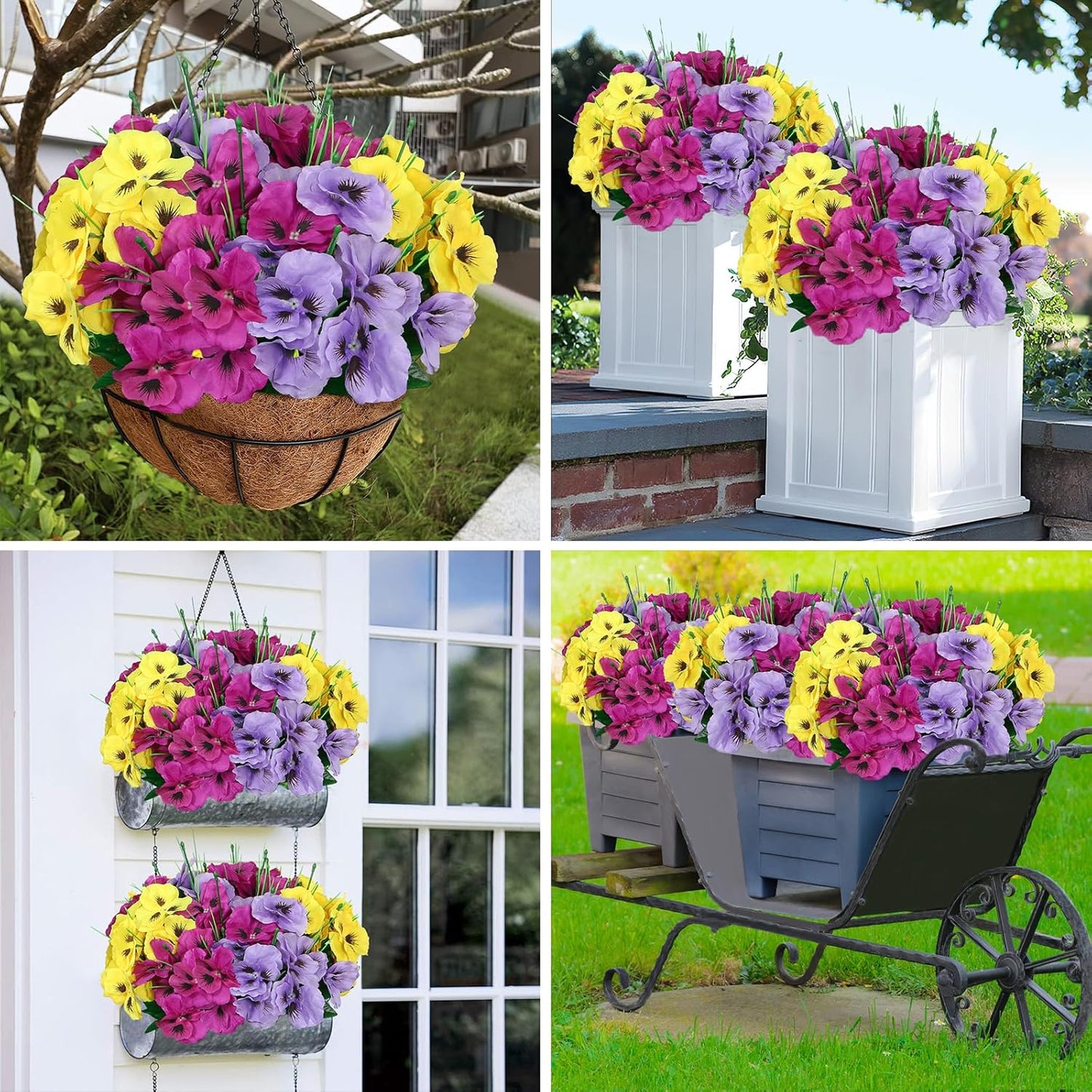 9 bundles Artificial Pansy Flowers Resistant Silk UV