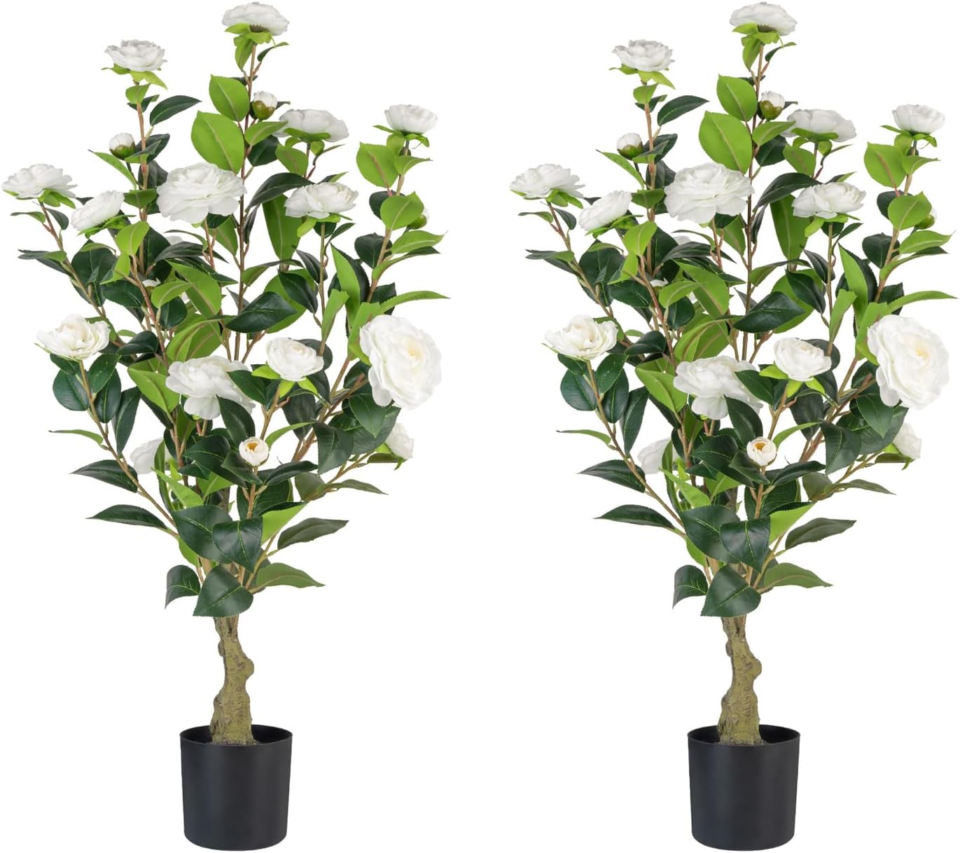 2 pack 3 ft Artificial Camellia Trees Pot