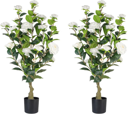 2 pack 3 ft Artificial Camellia Trees Pot