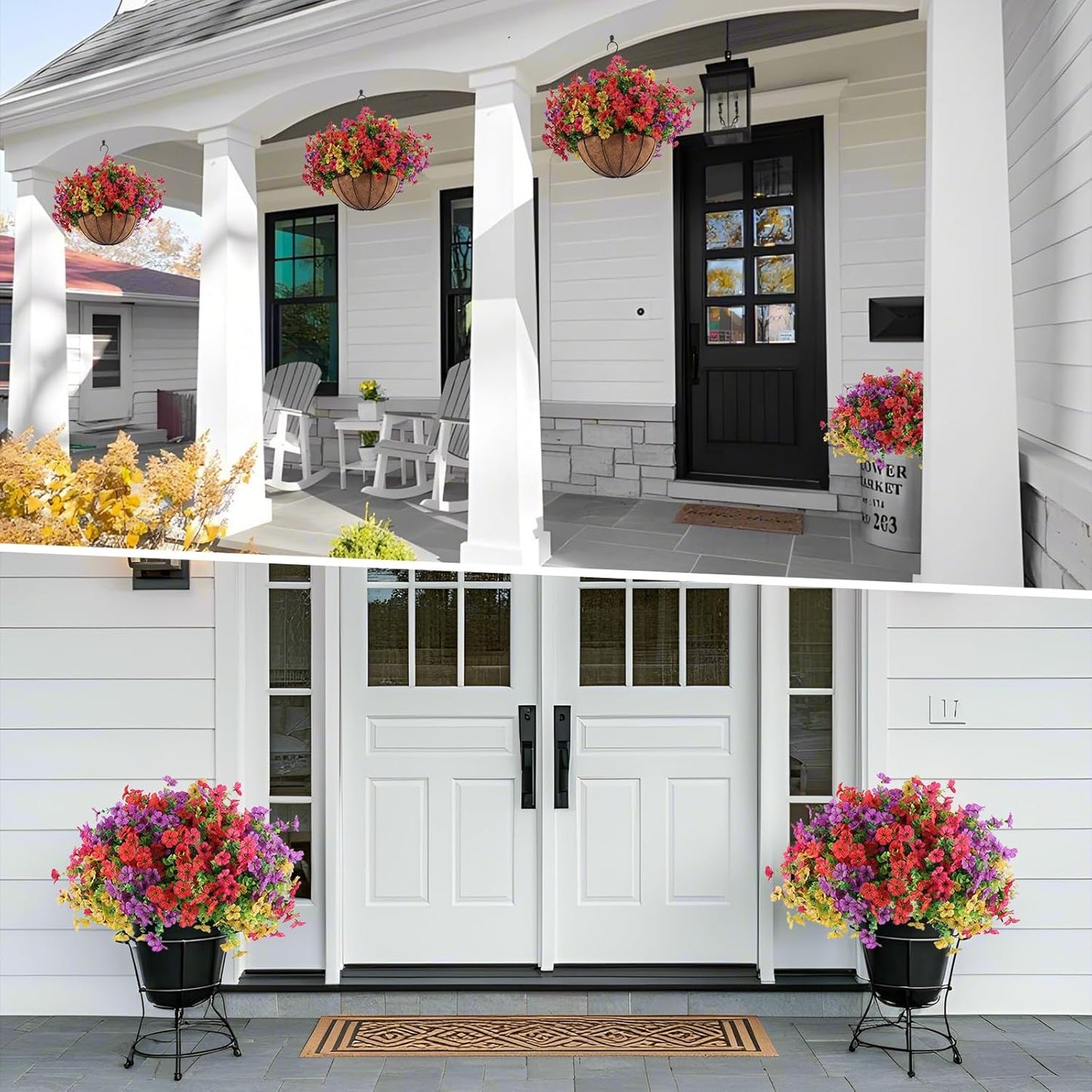 2 set Hananona Artificial Outdoor Flowers Hanging Decor