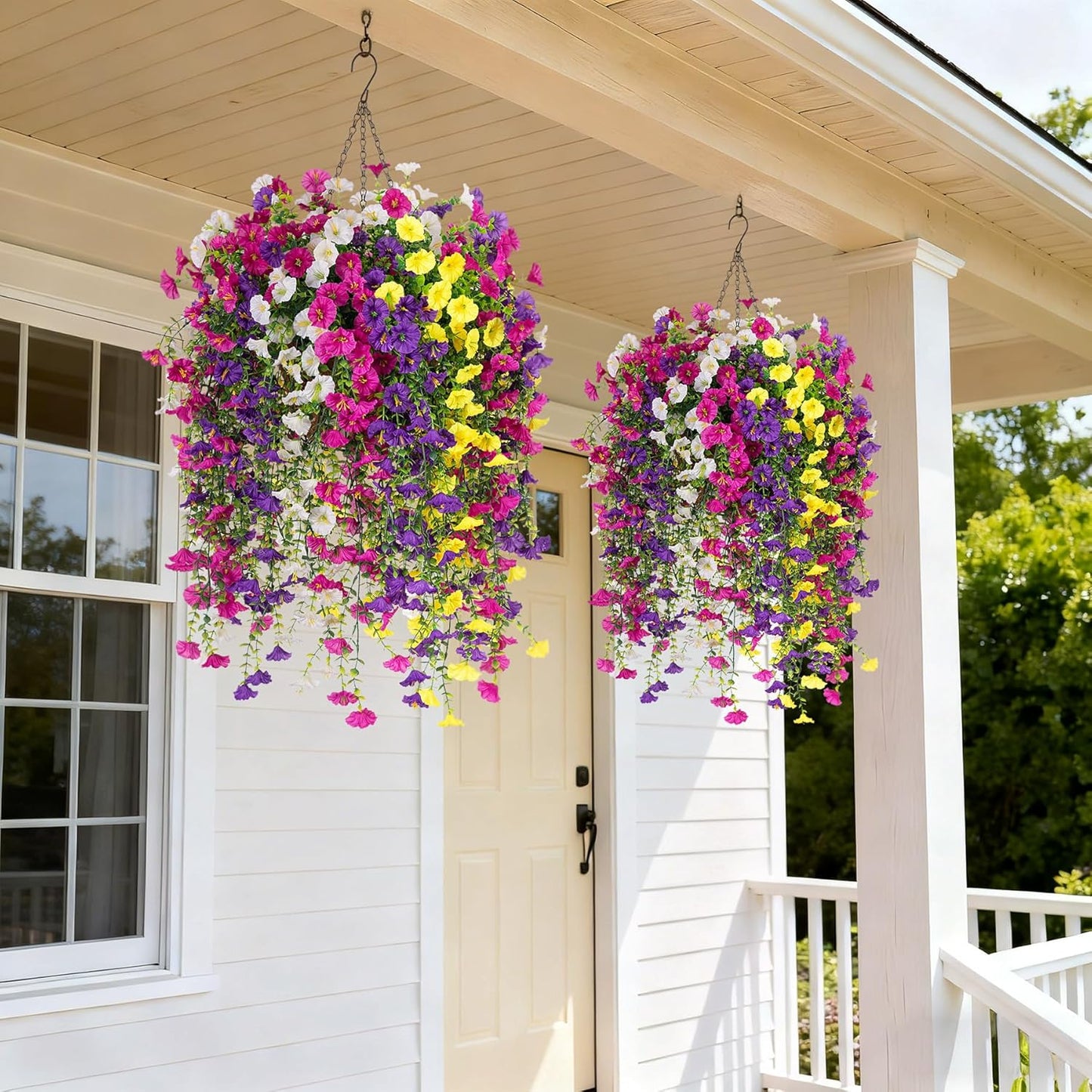 8 Pcs Artificial Hanging Petunias Flowers Decor Indoor Outdoor Holiday