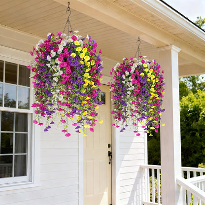 8 Pcs Artificial Hanging Petunias Flowers Decor Indoor Outdoor Holiday