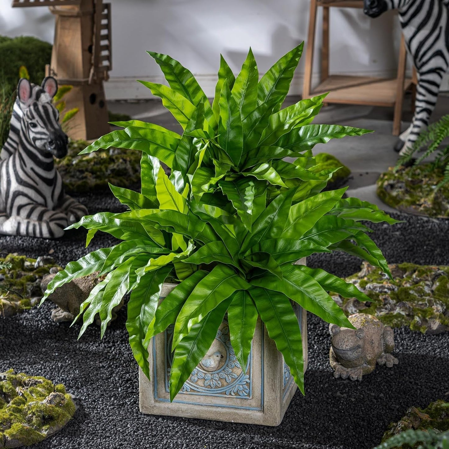 4 pcs Artificial Bird Nest Fern Stems Greenery