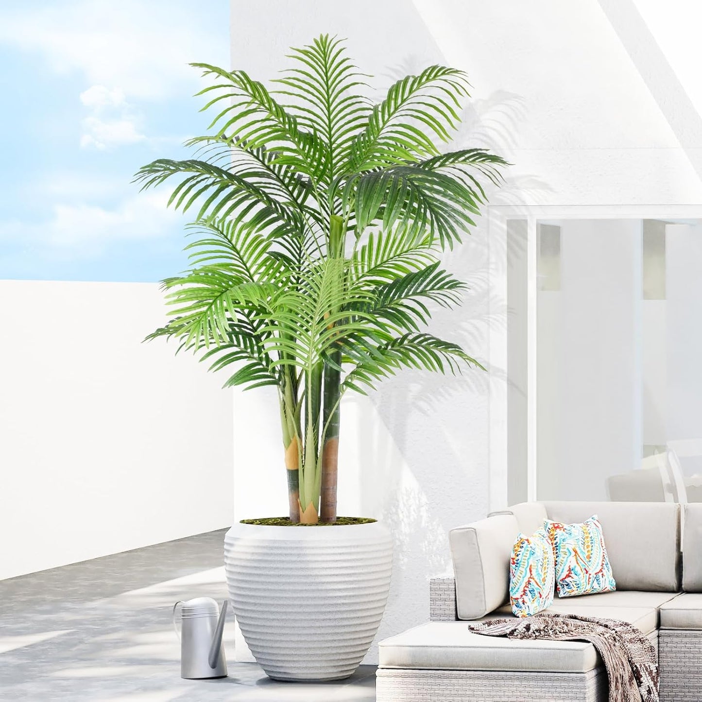 5 ft Tall Triple Golden Cane Palm Artificial