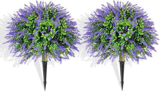 2 pack 15.7 inch Artificial Lavender Topiary Ball