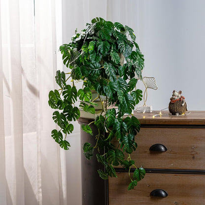 2 pack Artificial Hanging Monstera Plants Resistant UV