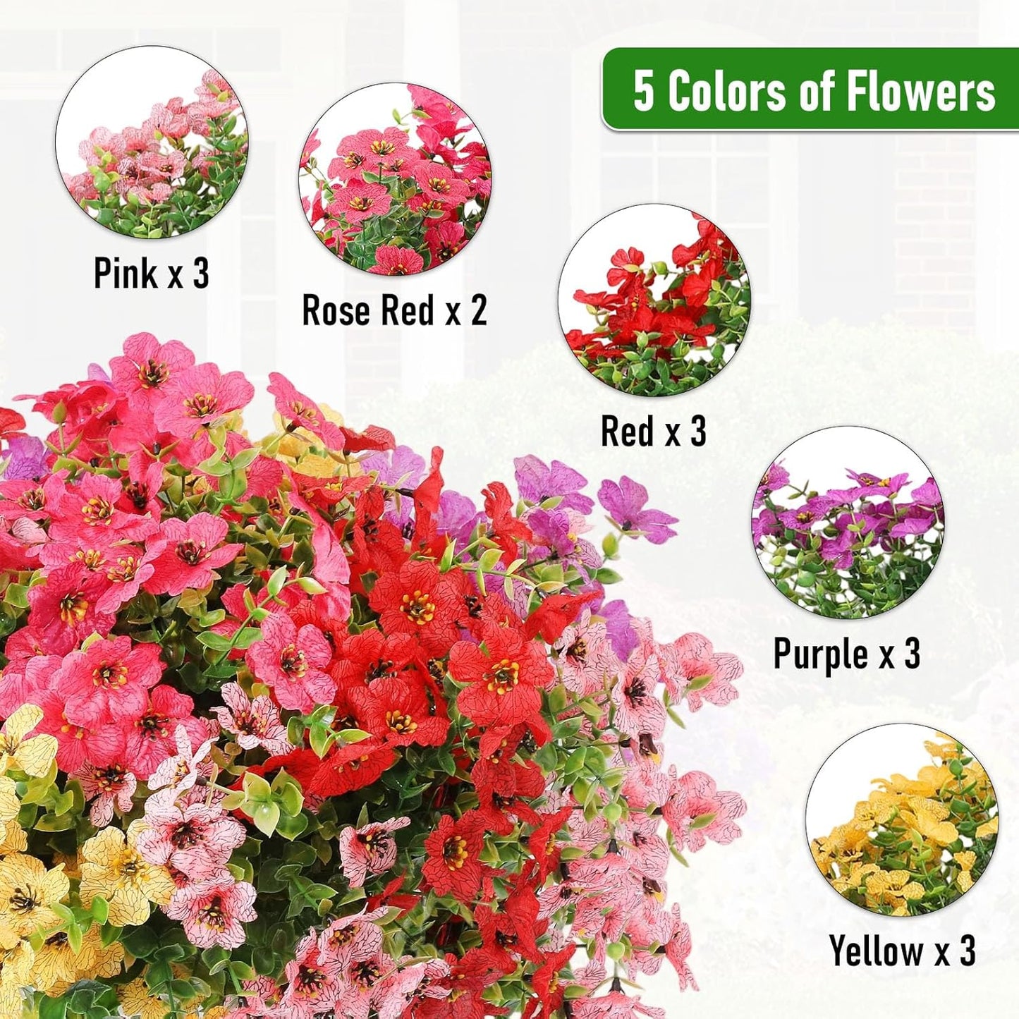 14 pcs Artificial Silk Flowers Plastic Plants Rose