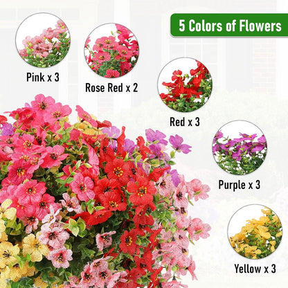 14 pcs Artificial Silk Flowers Plastic Plants Rose