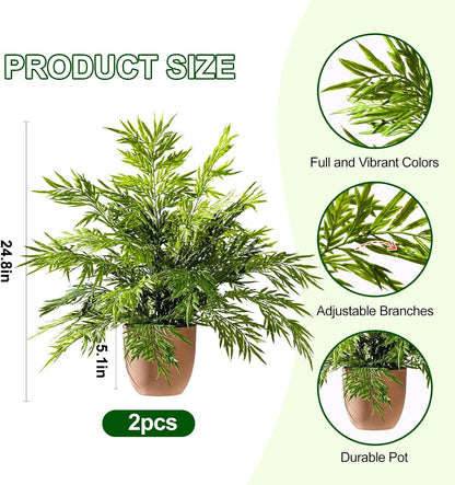 2 pack Artificial Boston Fern Plants Pots Greenery