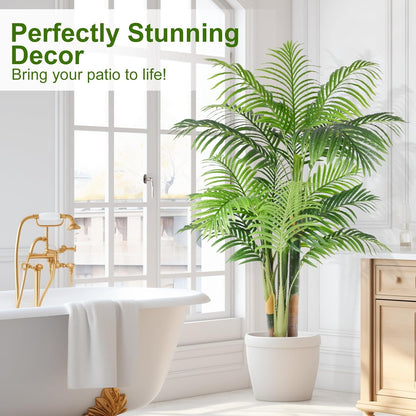 5 ft Tall Triple Golden Cane Palm Artificial