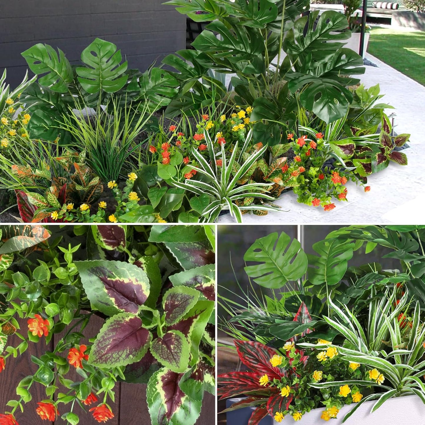 18 pcs Artificial Outdoor Plants Resistant Boxwood UV