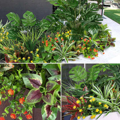 18 pcs Artificial Outdoor Plants Resistant Boxwood UV