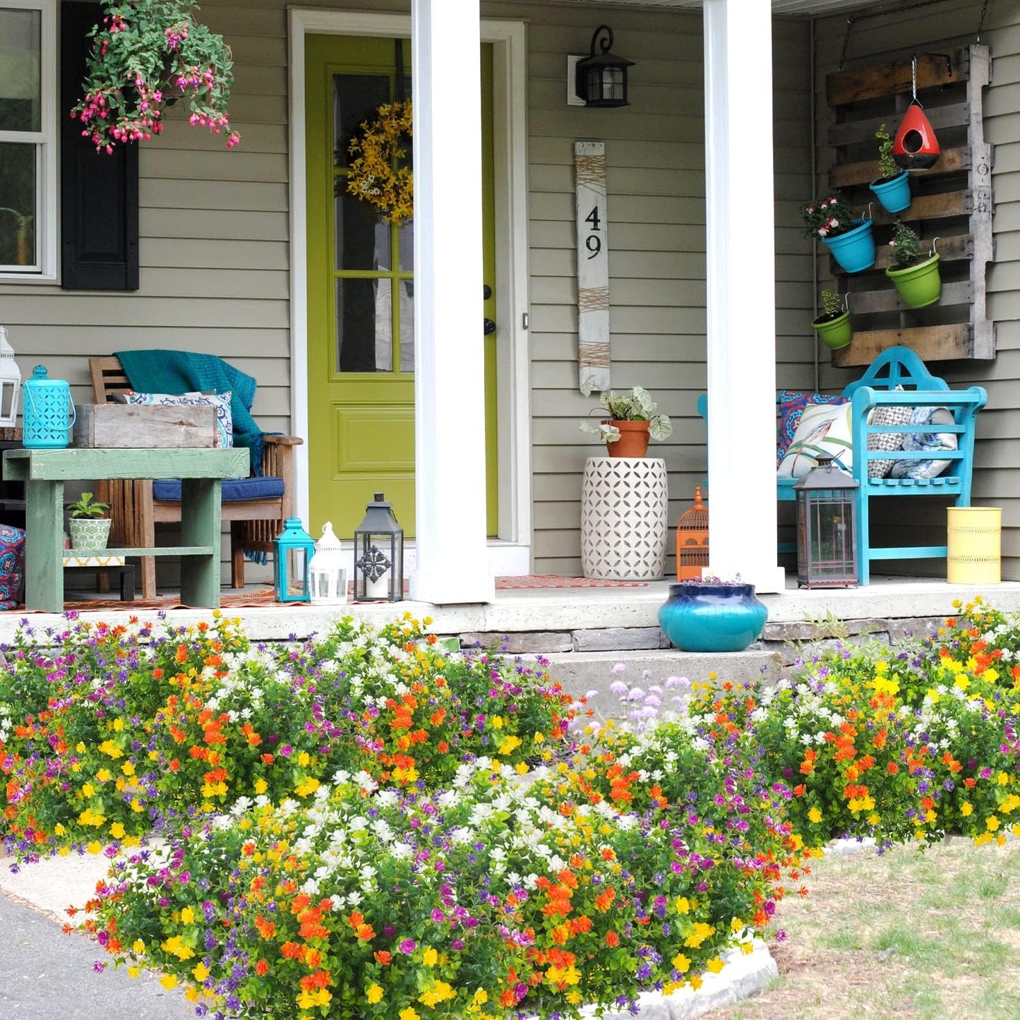 20 Bundles White Faux Plants UV Resistant Porch