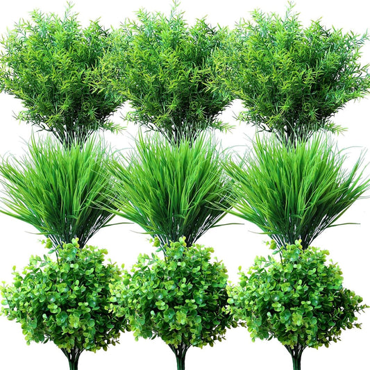 18 pcs Outdoor Artificial Plants Resistant Greenery UV