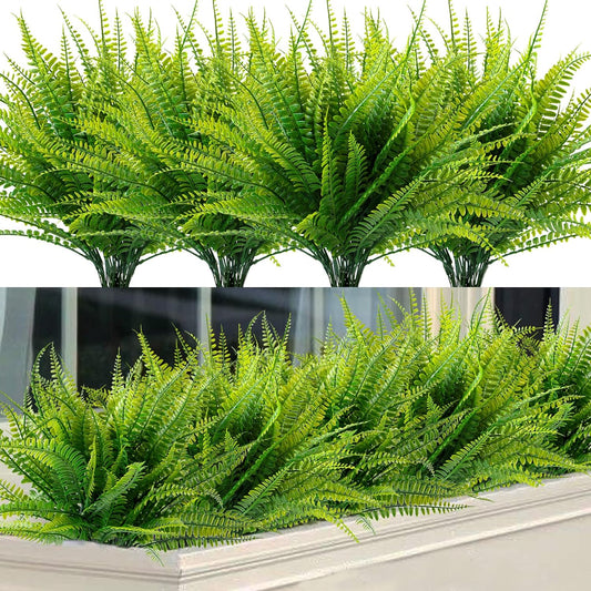 12 bundles Artificial Boston Ferns Resistant Greenery UV