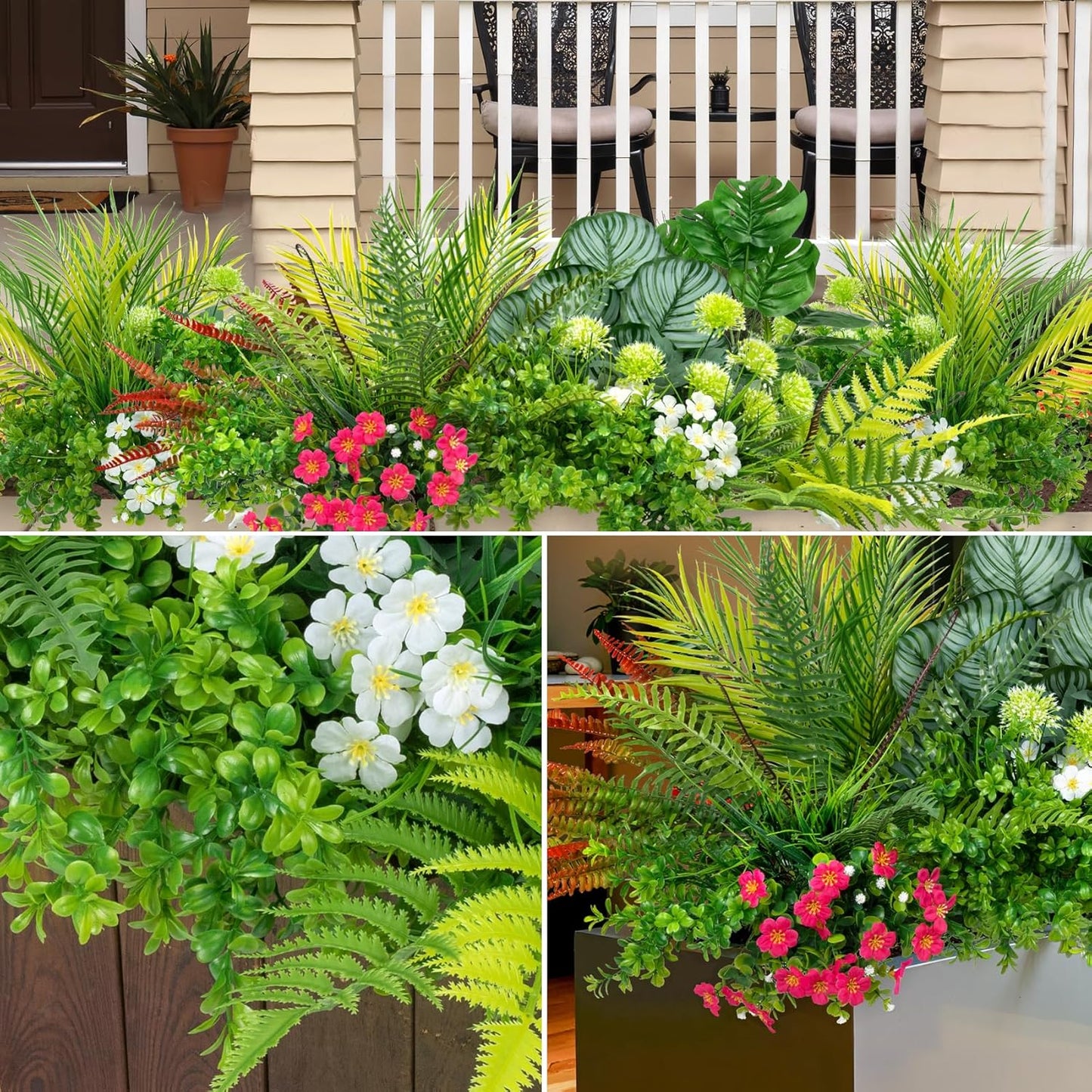 20 pcs Artificial Outdoor Plants Resistant Flowers UV