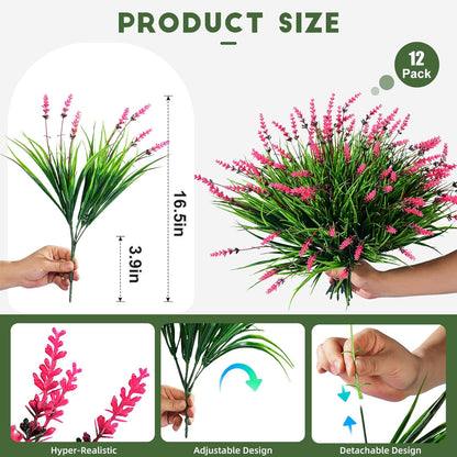 12 bundles Artificial Lavender Flowers Monkey Grass Home