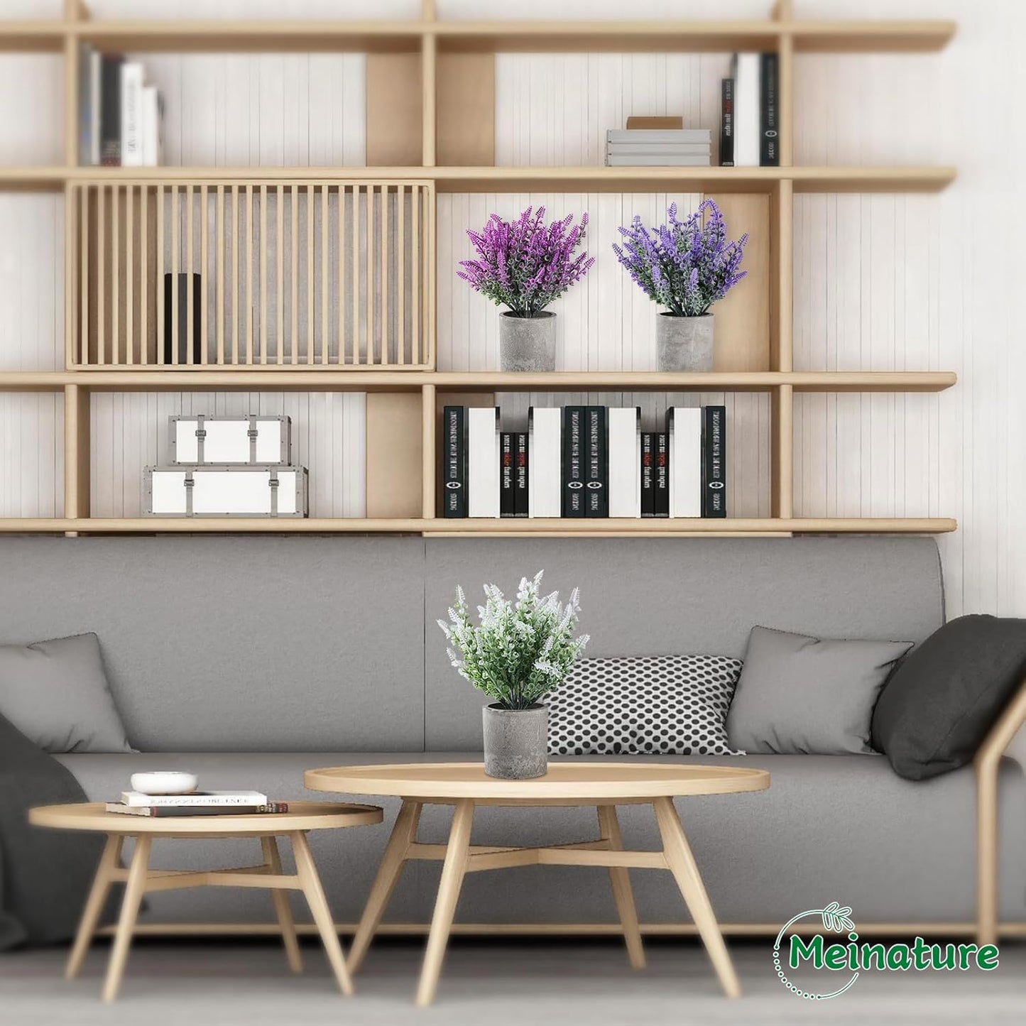 3 pack Artificial Lavender Plants Biodegradable Pots Home