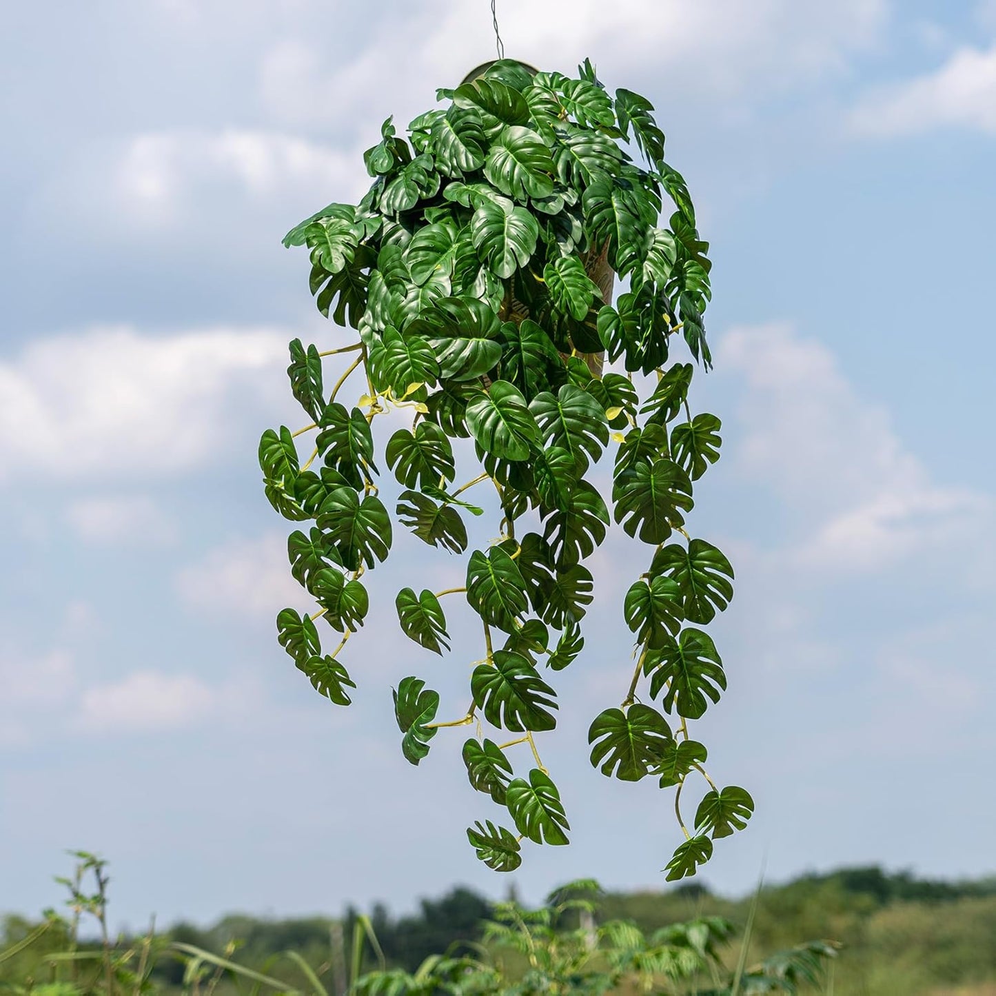 2 pack Artificial Hanging Monstera Plants Resistant UV