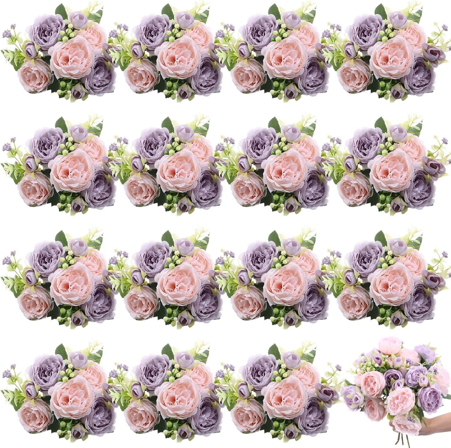 16 bundles Yuxung Artificial Peonies Silk Flower Home