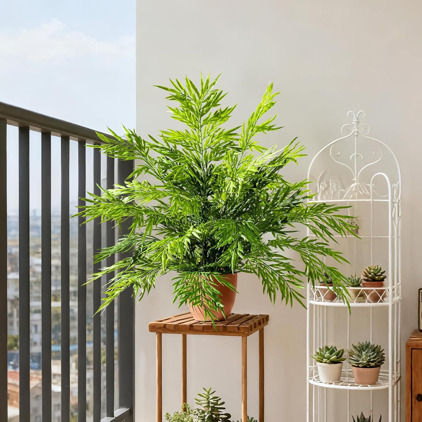 2 pack Artificial Boston Fern Plants Pots Greenery