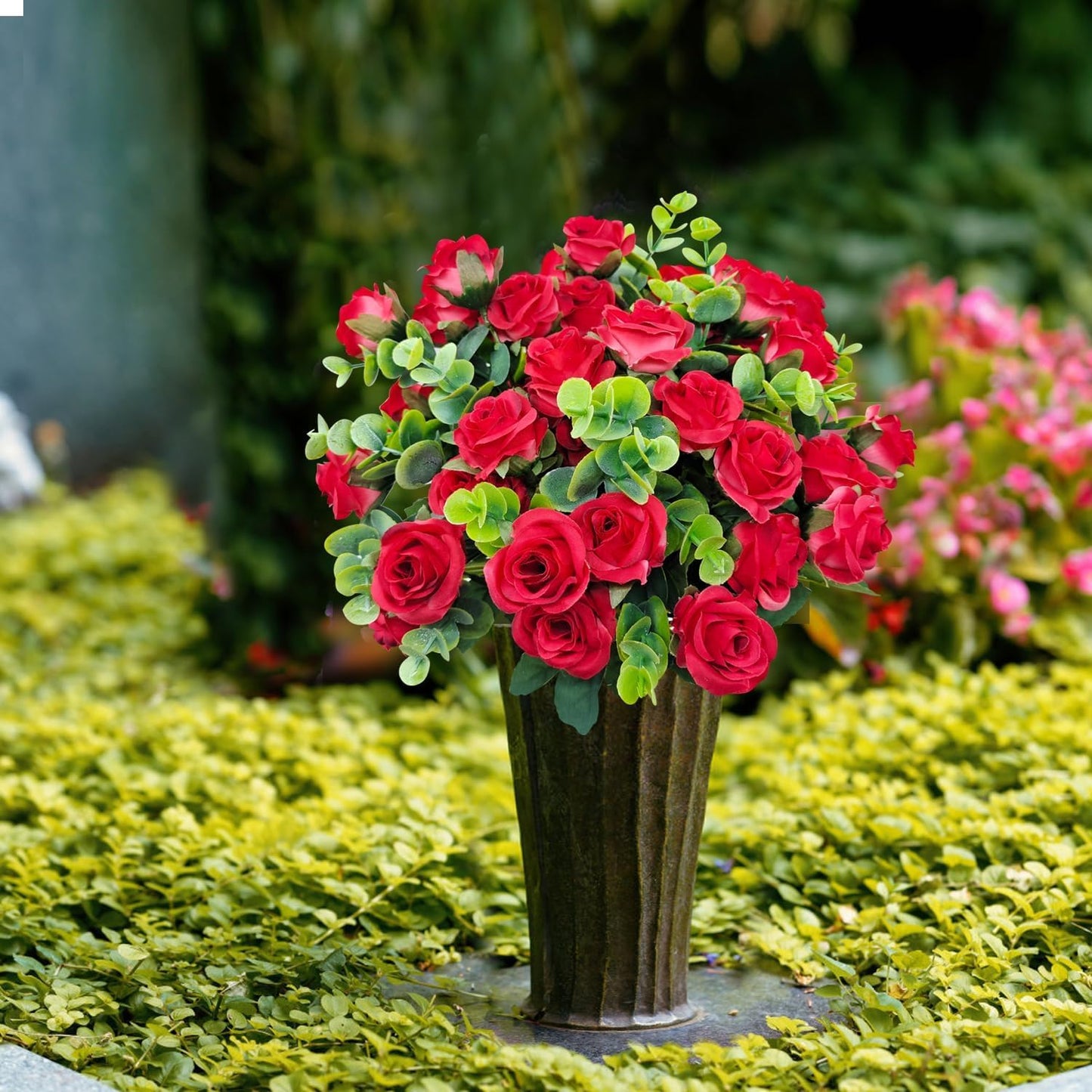 10 piece Artificial Roses Eucalyptus Leaves Silk Home