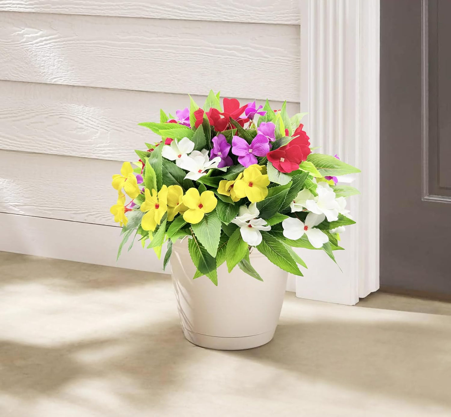 4 pcs Artificial Impatiens Bouquet Multicolor Resistant UV