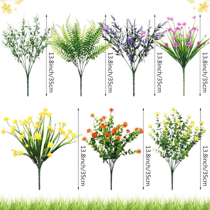 42 Bundles Silk Plants UV Resistant Porch Garden