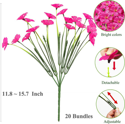 20 Bundles Outdoor Silk Plants UV Resistant Porch