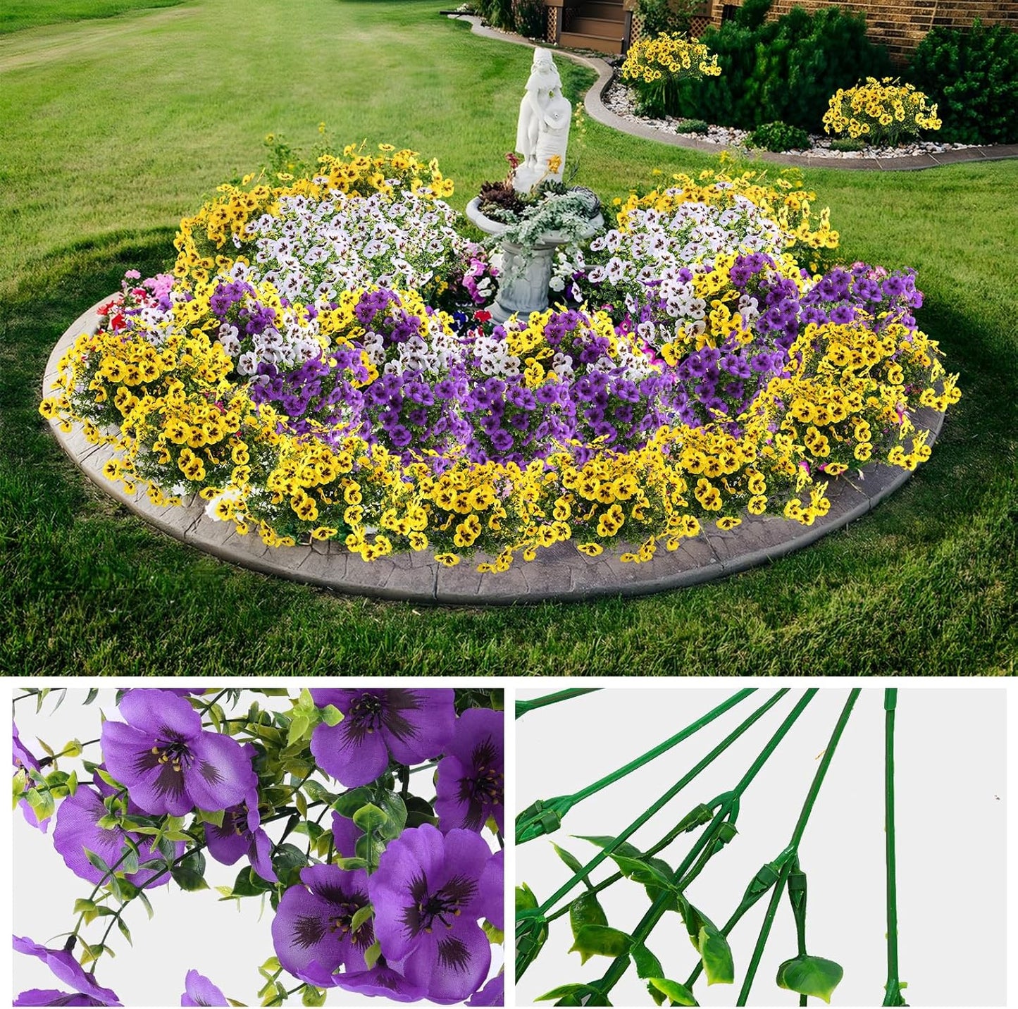 12 pcs Artificial Pansy Flowers Home Kitchen Decor