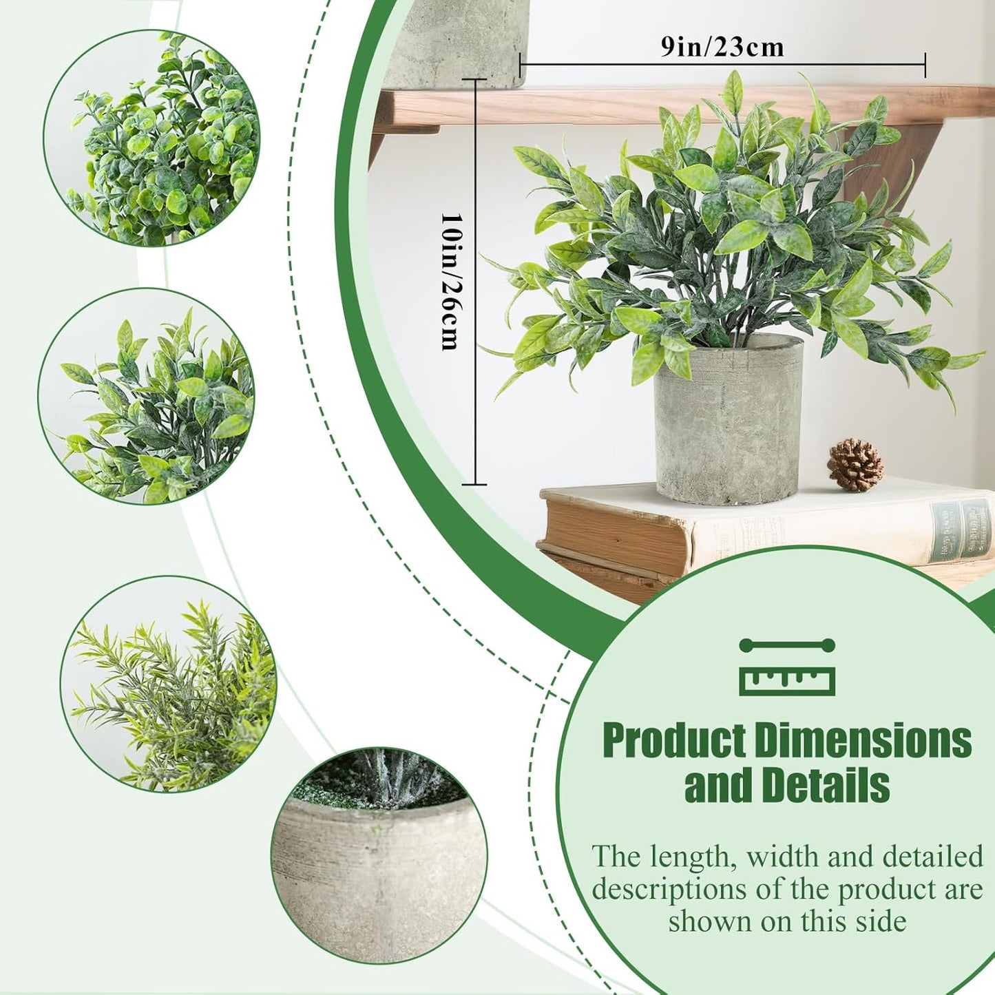 3 pack Artificial Potted Plants Life Like Frosted