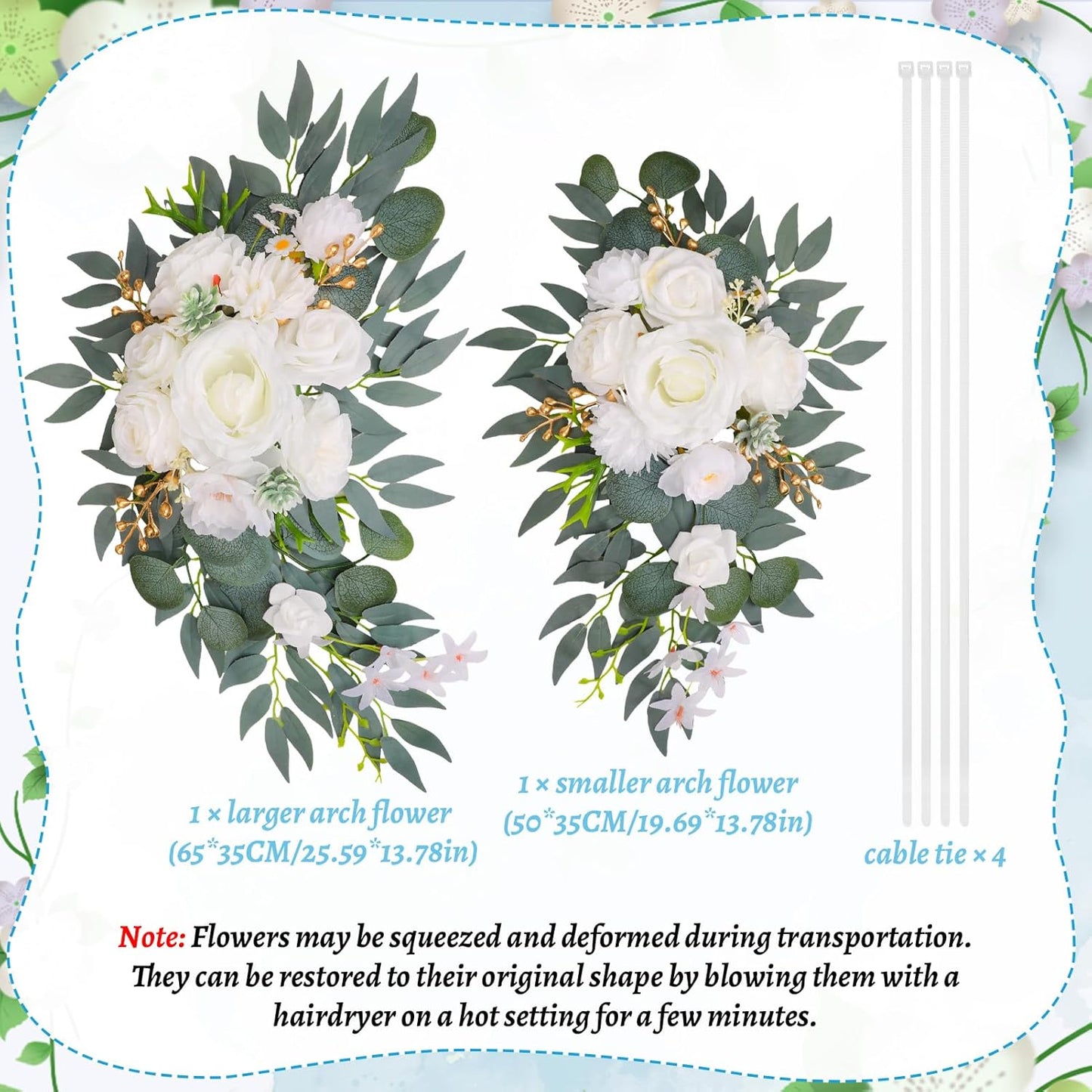 2 pack Wedding Arch Decorations Reusable Artificial Hanging