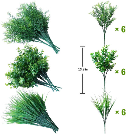 18 pcs Outdoor Artificial Plants Resistant Greenery UV