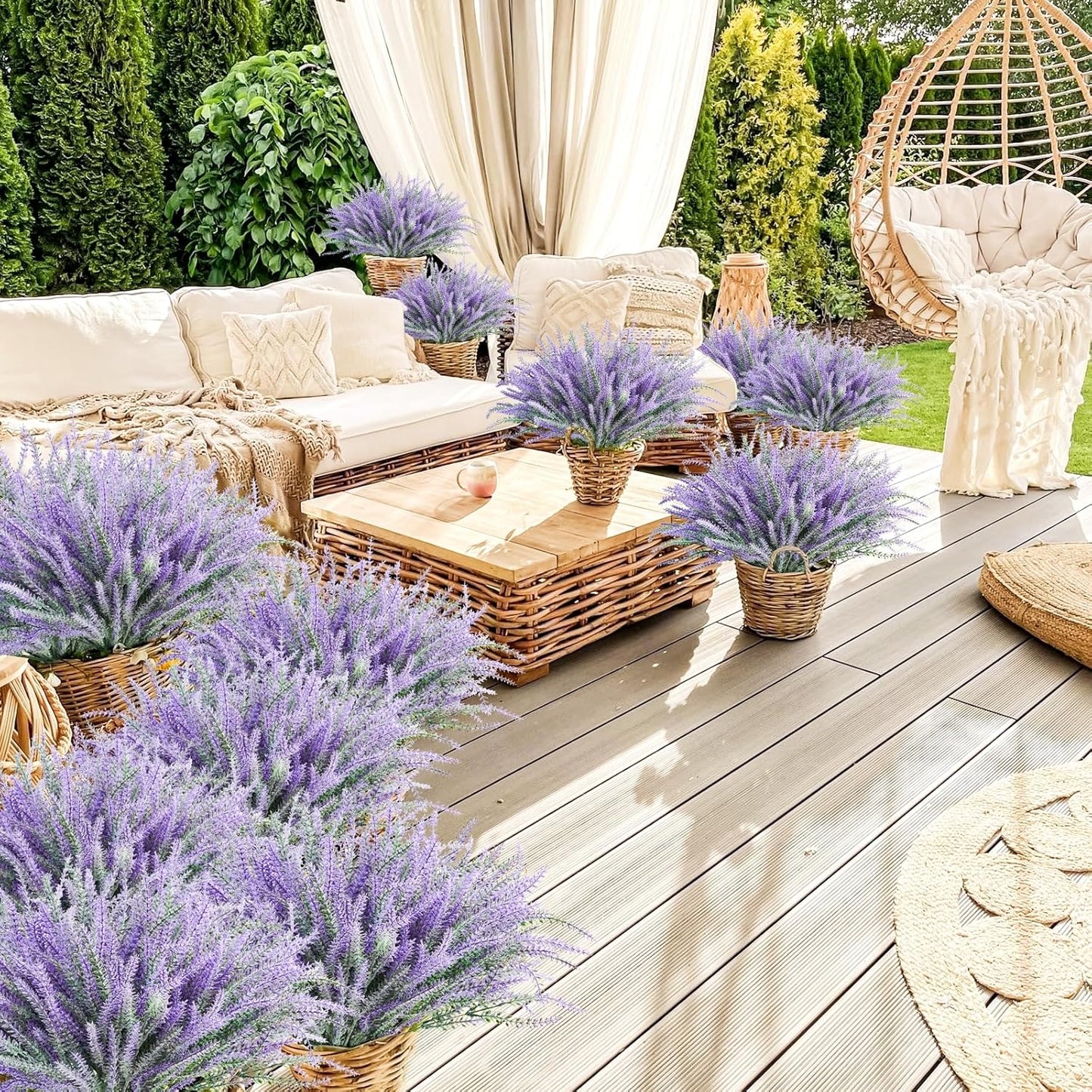 30 bundles Artificial Lavender Outdoor Plants Resistant UV