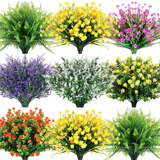 42 Bundles Silk Plants UV Resistant Porch Garden