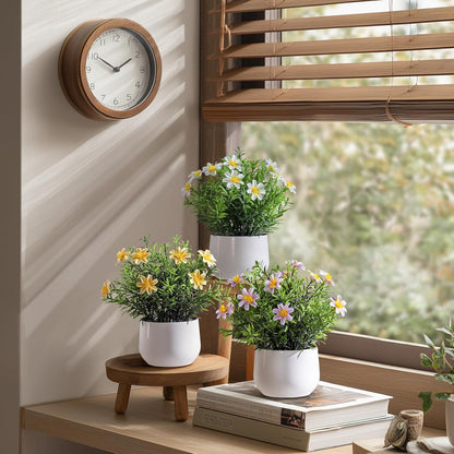 3 pack Small Artificial Potted Flowers Home Kitchen