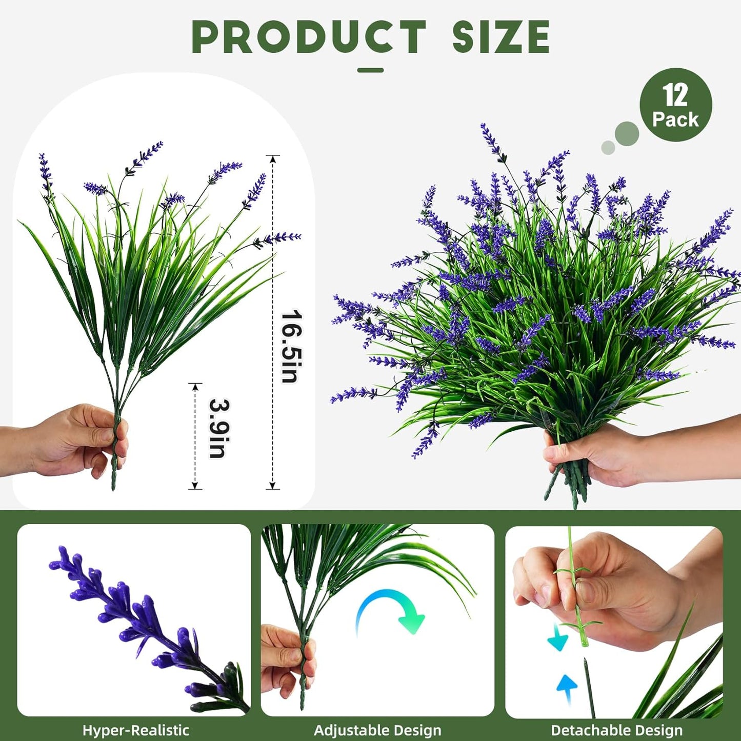12 bundles Artificial Lavender Flowers Monkey Grass Home