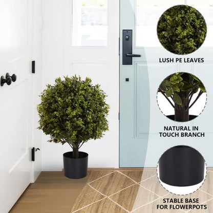 2 pack 22 inch Artificial Ball Topiary Trees