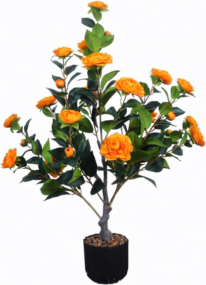 2 pack 36 inch Artificial Camellia Trees Plants