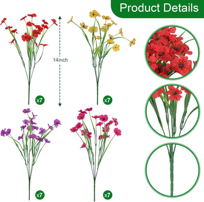 28 Bundles Silk Plants UV Resistant Porch Garden